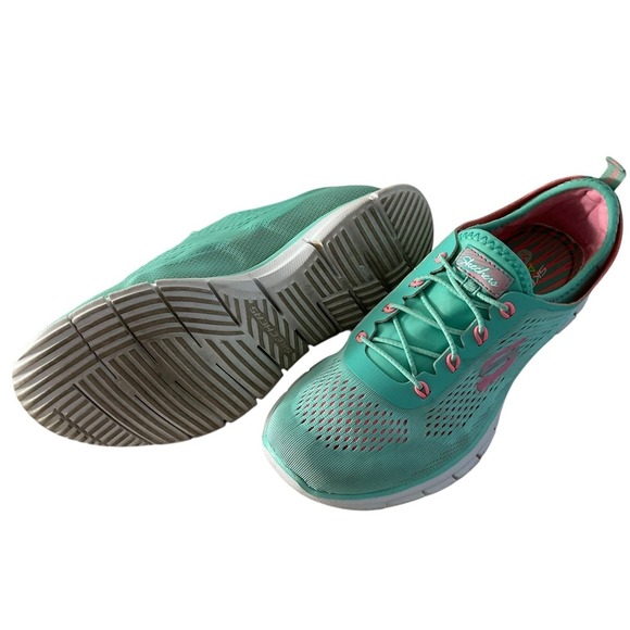 Skechers Air Cooled Memory Foam Teal Pink Athletic Sneakers Shoes Women US 8.5 - Picture 11 of 13